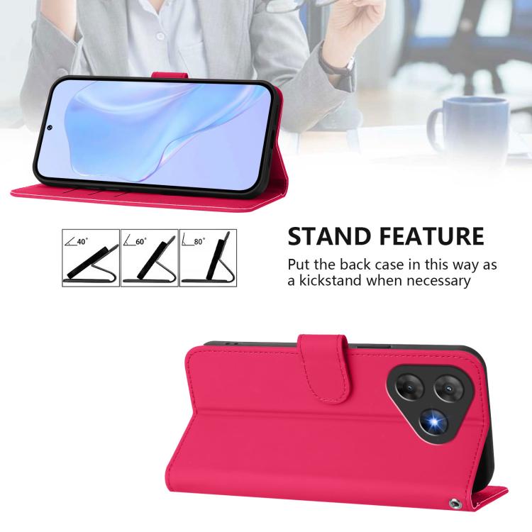 For Blackview Oscal Flat 2 / 2C Skin Feel Solid Color Leather Phone Case with Lanyard