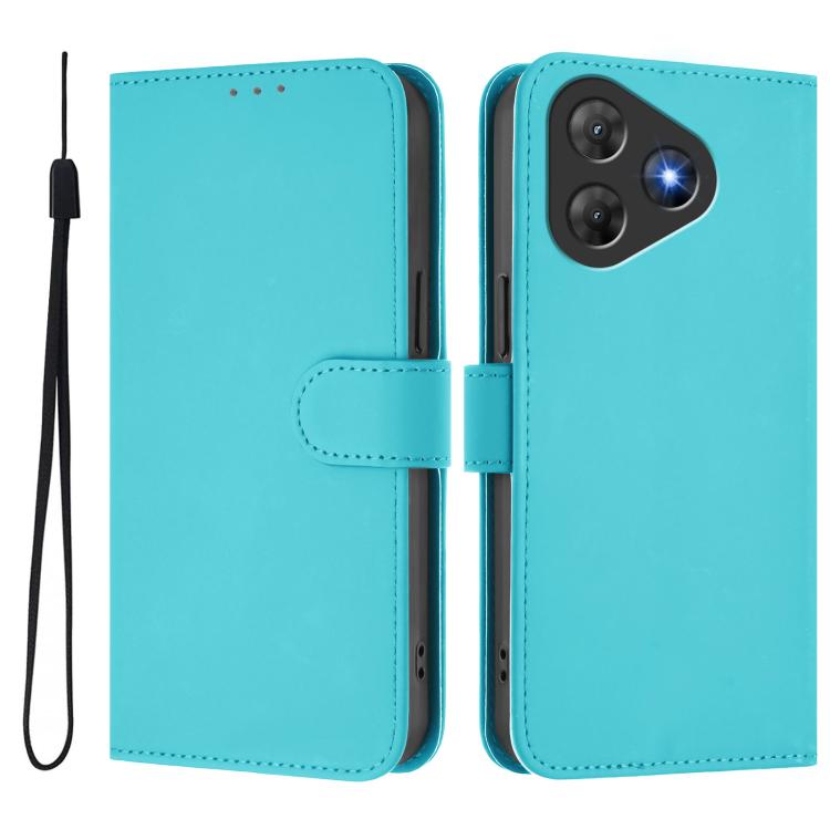 For Blackview Oscal Flat 2 / 2C Skin Feel Solid Color Leather Phone Case with Lanyard