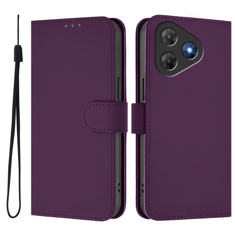 For Blackview Oscal Flat 2 / 2C Skin Feel Solid Color Leather Phone Case with Lanyard