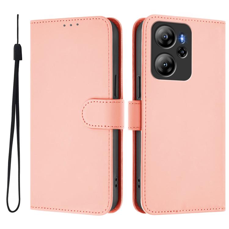 For Blackview Oscal Tiger 12 Skin Feel Solid Color Leather Phone Case with Lanyard
