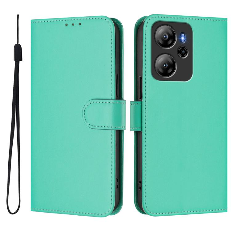For Blackview Oscal Tiger 12 Skin Feel Solid Color Leather Phone Case with Lanyard