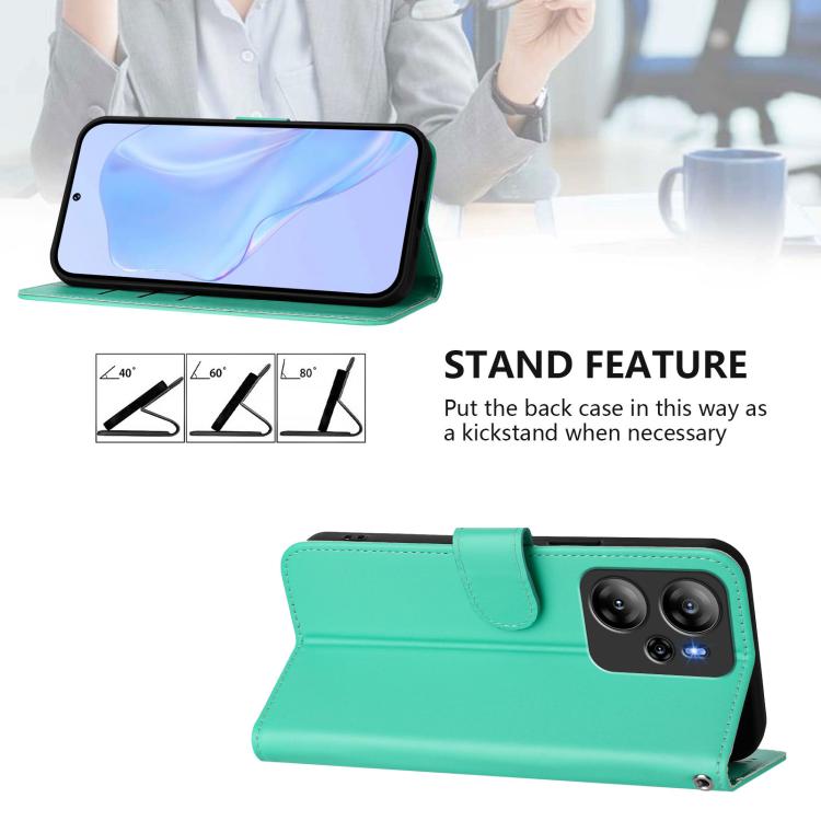 For Blackview Oscal Tiger 12 Skin Feel Solid Color Leather Phone Case with Lanyard