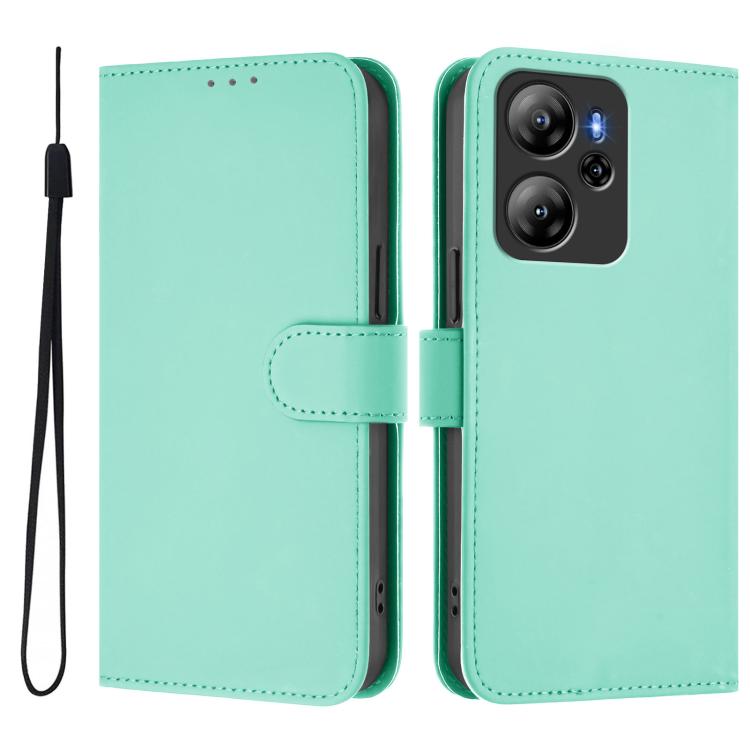 For Blackview Oscal Tiger 12 Skin Feel Solid Color Leather Phone Case with Lanyard
