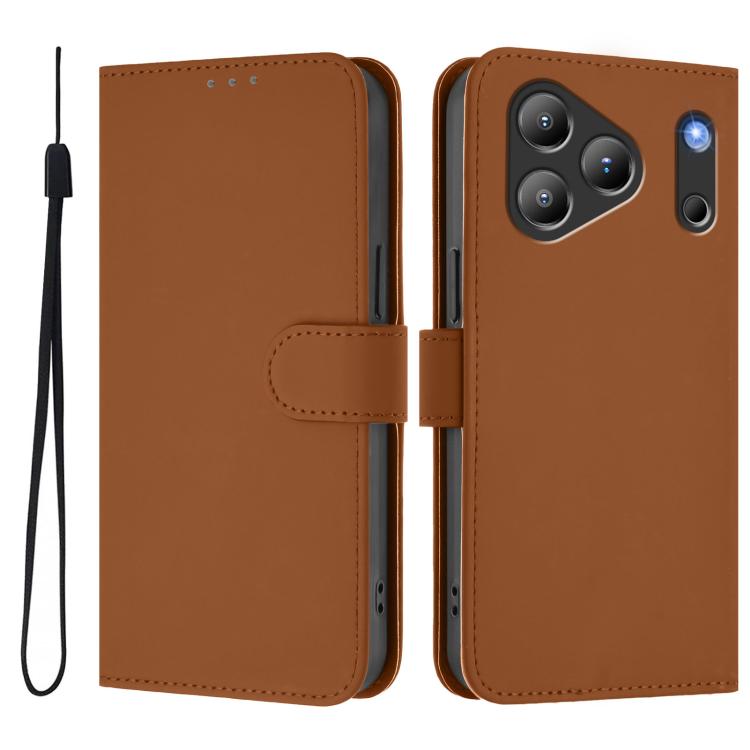 For Blackview Wave 7C Skin Feel Solid Color Leather Phone Case with Lanyard