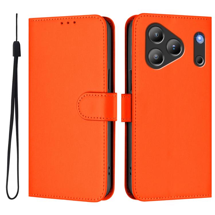 For Blackview Wave 7C Skin Feel Solid Color Leather Phone Case with Lanyard