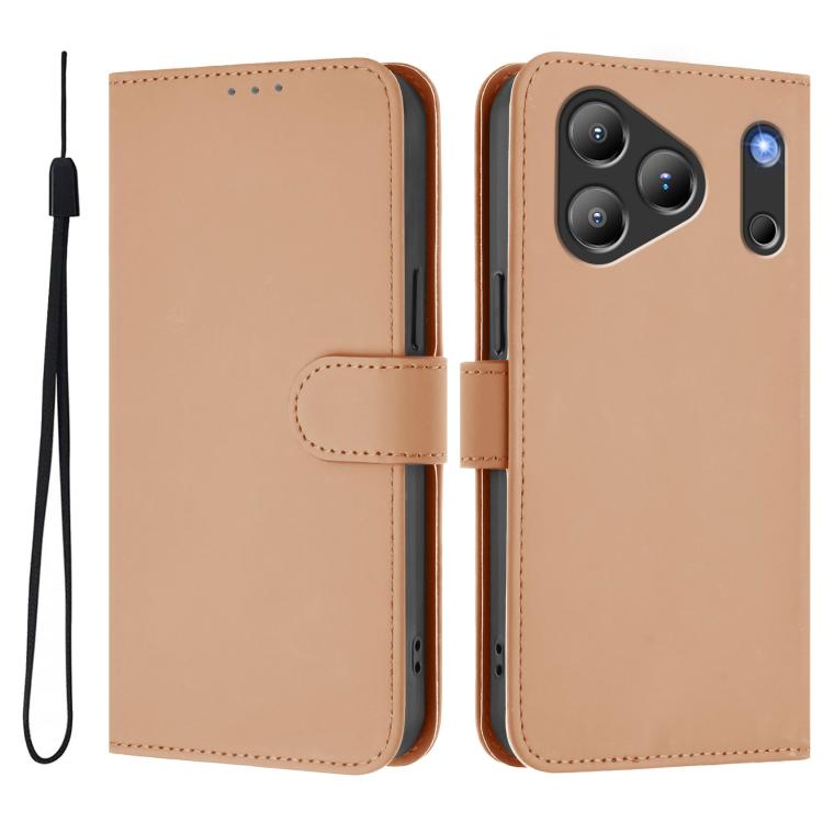 For Blackview Wave 7C Skin Feel Solid Color Leather Phone Case with Lanyard