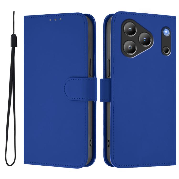 For Blackview Wave 7C Skin Feel Solid Color Leather Phone Case with Lanyard
