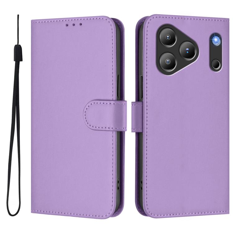 For Blackview Wave 7C Skin Feel Solid Color Leather Phone Case with Lanyard
