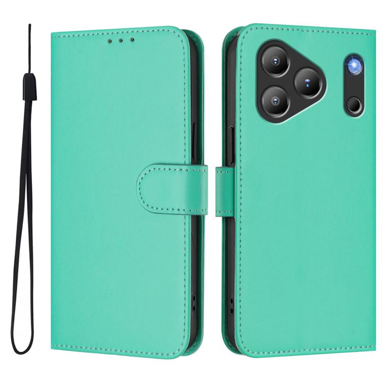 For Blackview Wave 7C Skin Feel Solid Color Leather Phone Case with Lanyard
