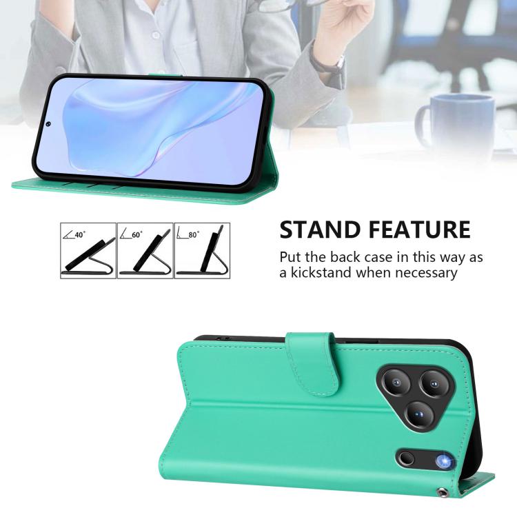 For Blackview Wave 7C Skin Feel Solid Color Leather Phone Case with Lanyard