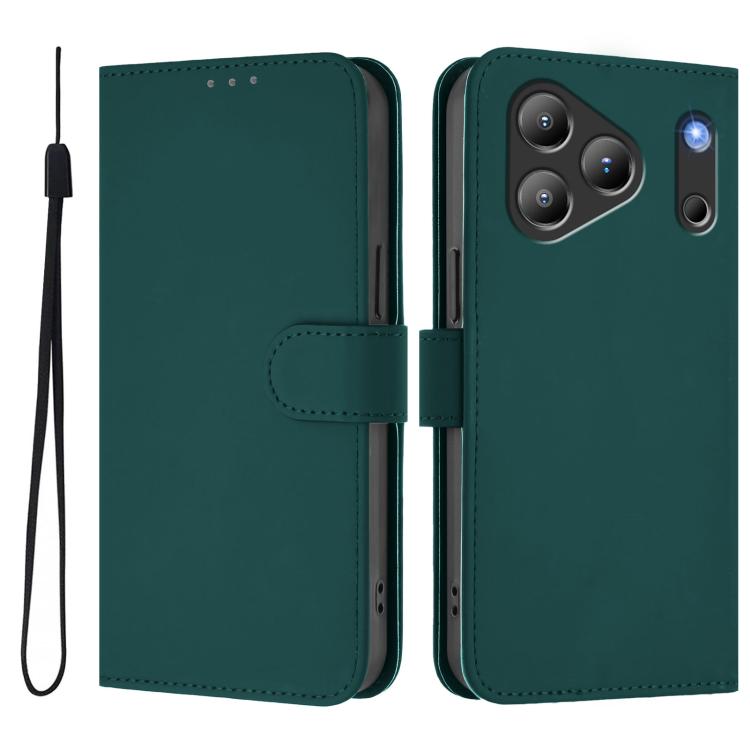 For Blackview Wave 7C Skin Feel Solid Color Leather Phone Case with Lanyard