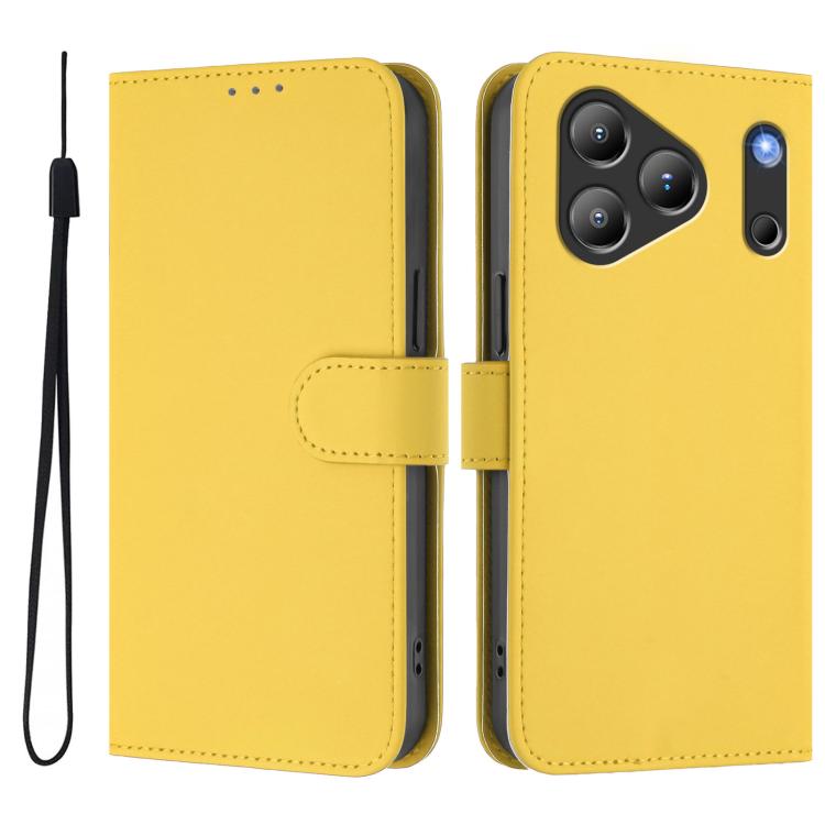For Blackview Wave 7C Skin Feel Solid Color Leather Phone Case with Lanyard
