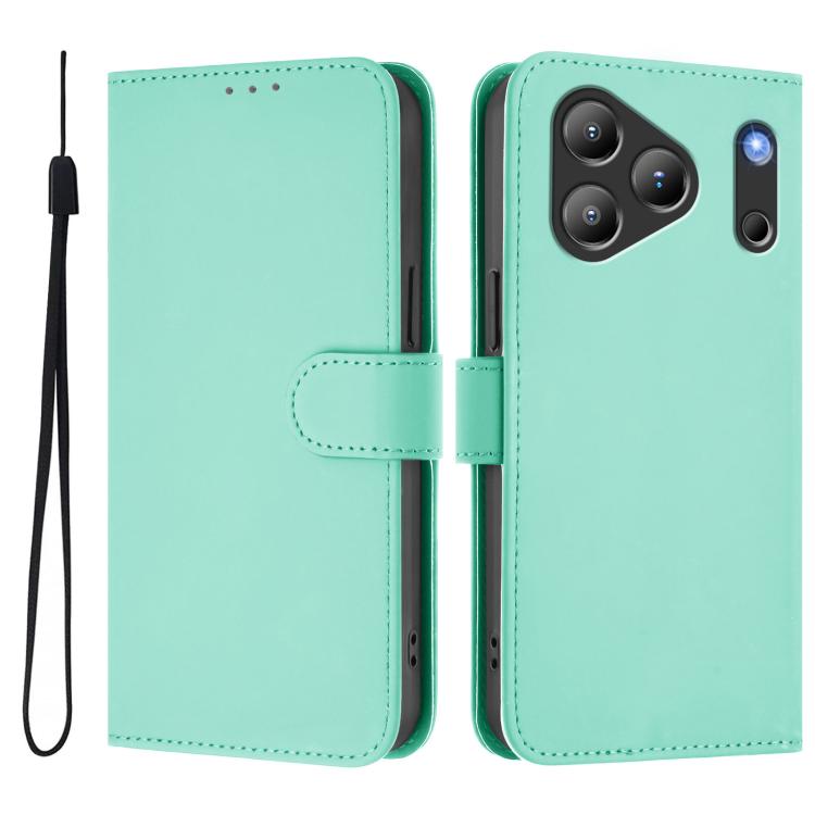 For Blackview Wave 7C Skin Feel Solid Color Leather Phone Case with Lanyard