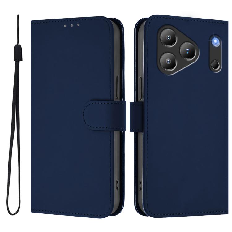 For Blackview Wave 7C Skin Feel Solid Color Leather Phone Case with Lanyard
