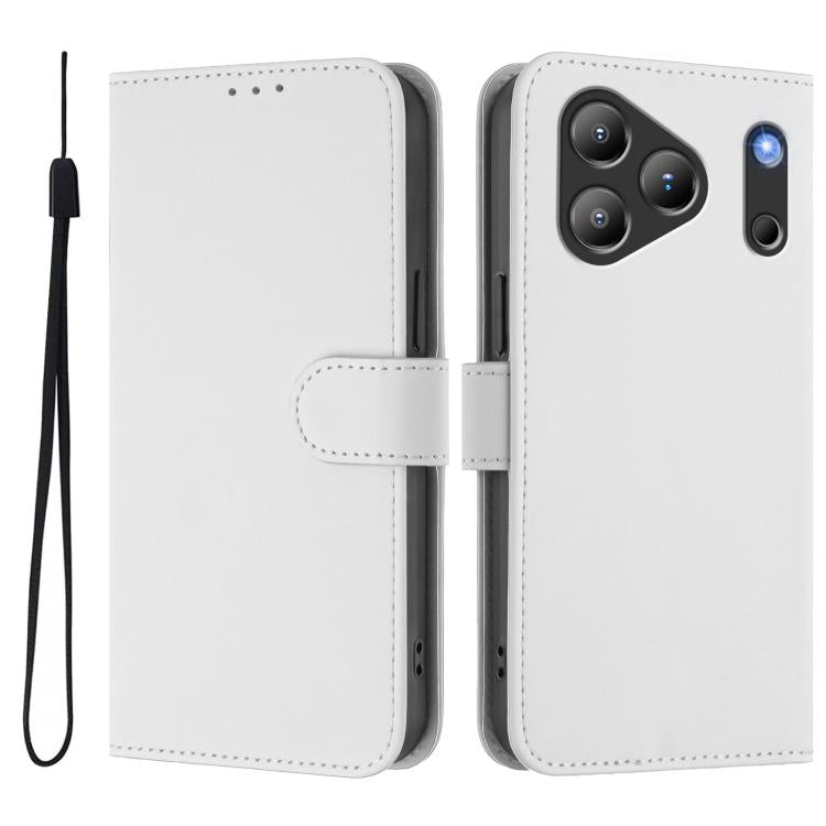 For Blackview Wave 7C Skin Feel Solid Color Leather Phone Case with Lanyard