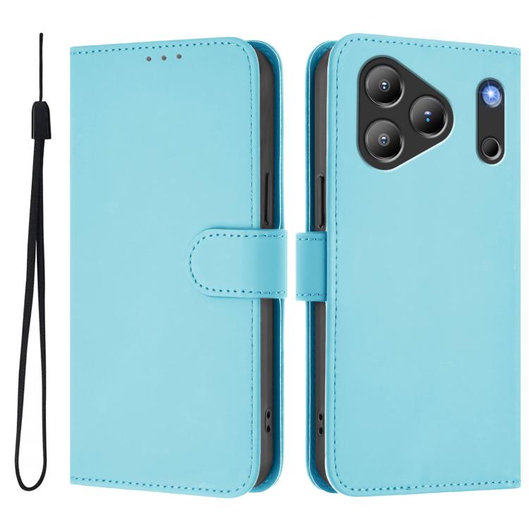 For Blackview Wave 7C Skin Feel Solid Color Leather Phone Case with Lanyard