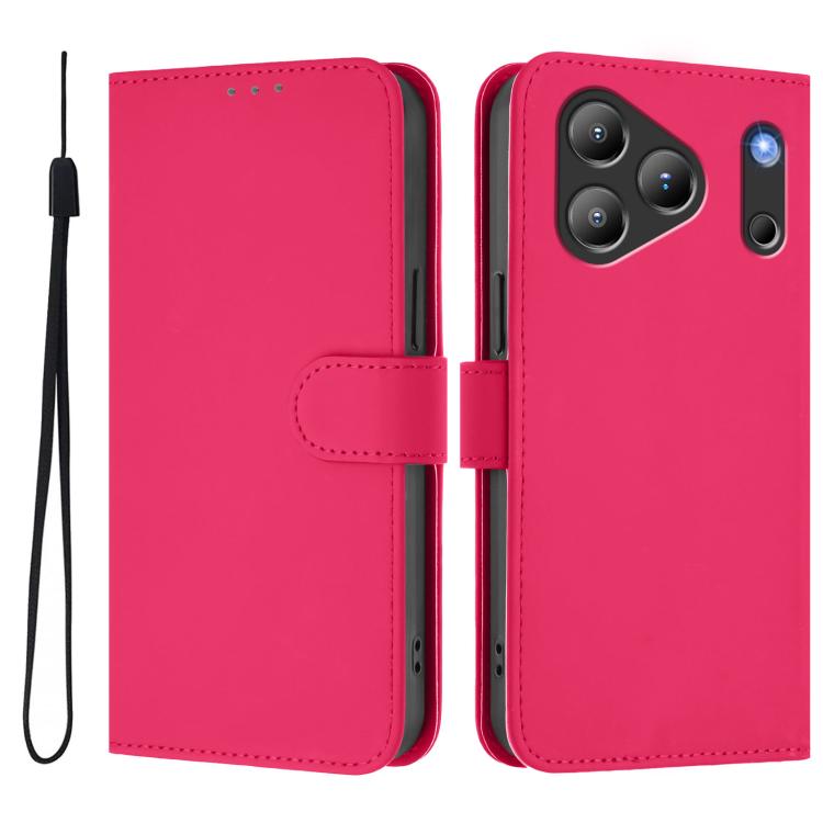 For Blackview Wave 7C Skin Feel Solid Color Leather Phone Case with Lanyard