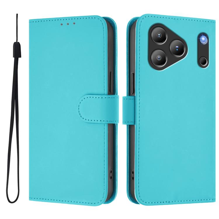 For Blackview Wave 7C Skin Feel Solid Color Leather Phone Case with Lanyard