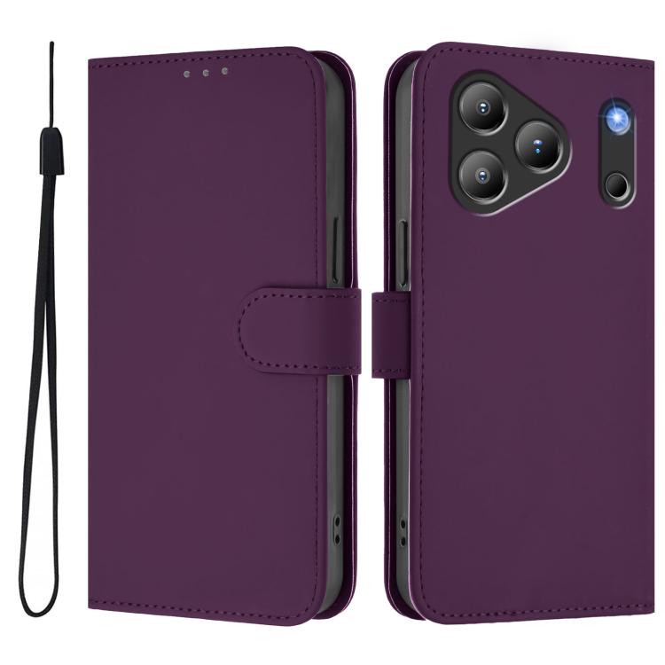 For Blackview Wave 7C Skin Feel Solid Color Leather Phone Case with Lanyard