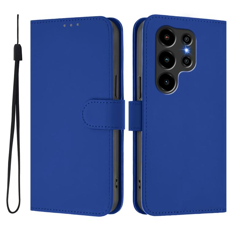 For Blackview Wave 10 Skin Feel Solid Color Leather Phone Case with Lanyard