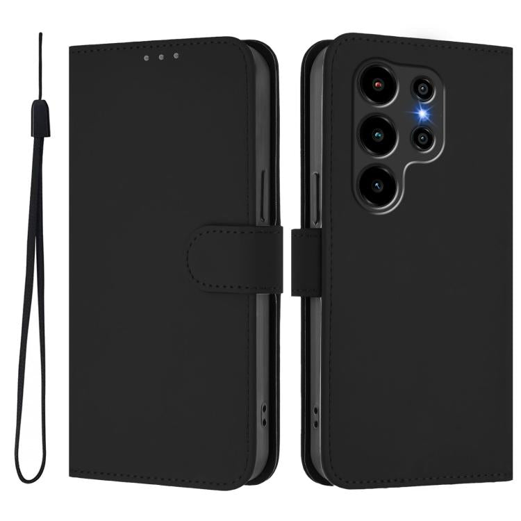 For Blackview Wave 10 Skin Feel Solid Color Leather Phone Case with Lanyard