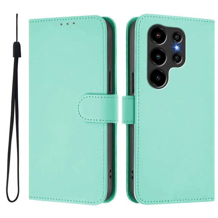 For Blackview Wave 10 Skin Feel Solid Color Leather Phone Case with Lanyard