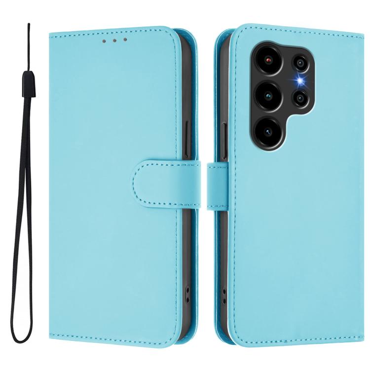 For Blackview Wave 10 Skin Feel Solid Color Leather Phone Case with Lanyard