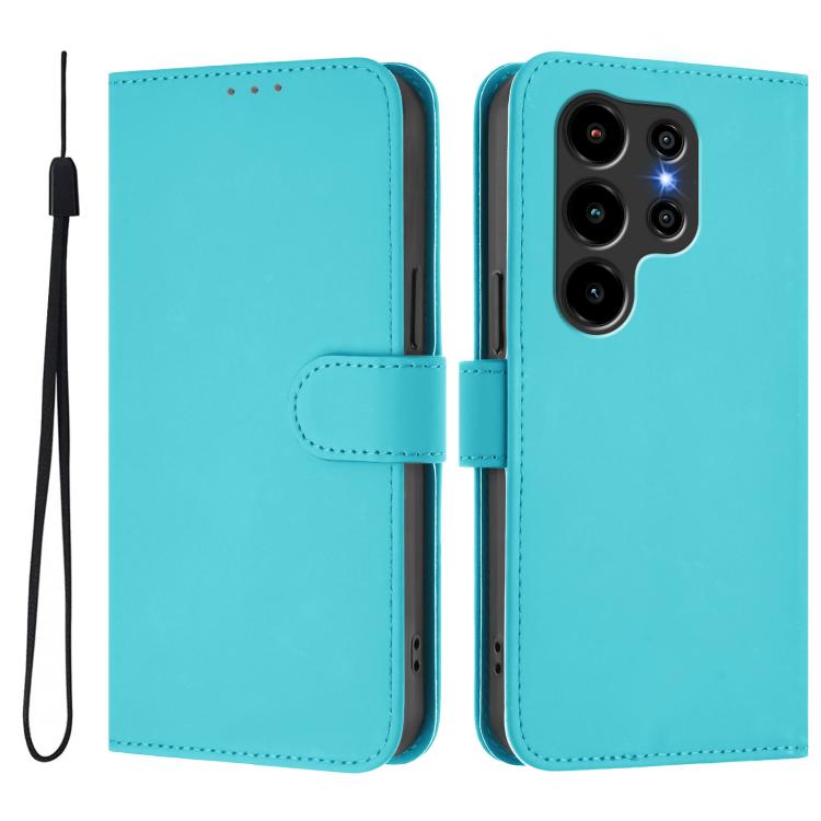 For Blackview Wave 10 Skin Feel Solid Color Leather Phone Case with Lanyard