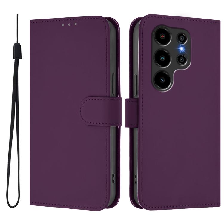 For Blackview Wave 10 Skin Feel Solid Color Leather Phone Case with Lanyard