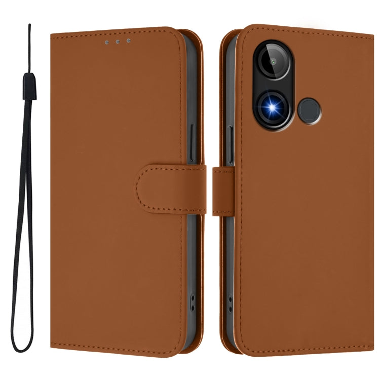 For BLU C9 Skin Feel Solid Color Leather Phone Case with Lanyard