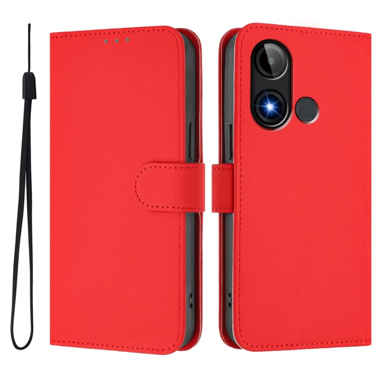 For BLU C9 Skin Feel Solid Color Leather Phone Case with Lanyard