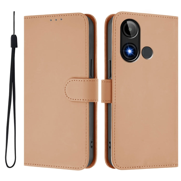 For BLU C9 Skin Feel Solid Color Leather Phone Case with Lanyard