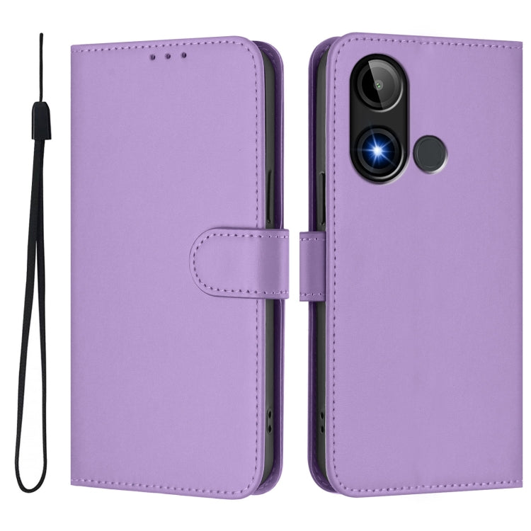 For BLU C9 Skin Feel Solid Color Leather Phone Case with Lanyard