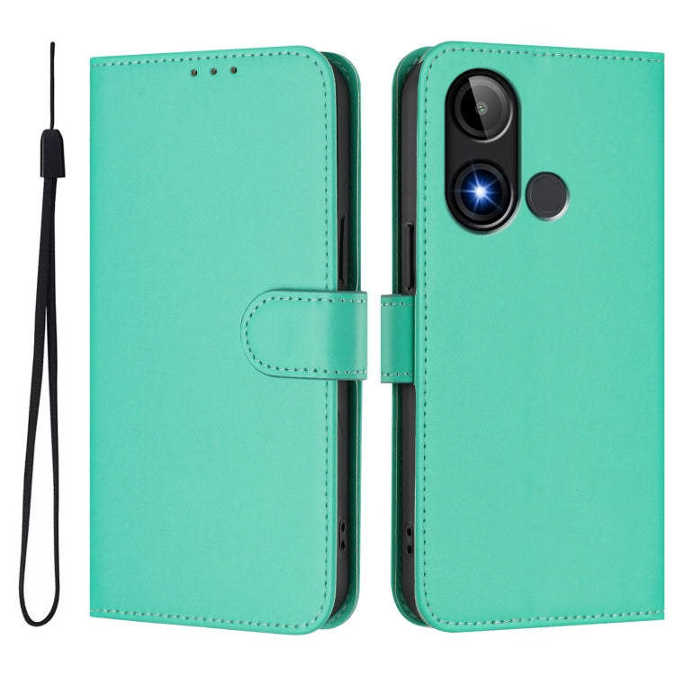 For BLU C9 Skin Feel Solid Color Leather Phone Case with Lanyard