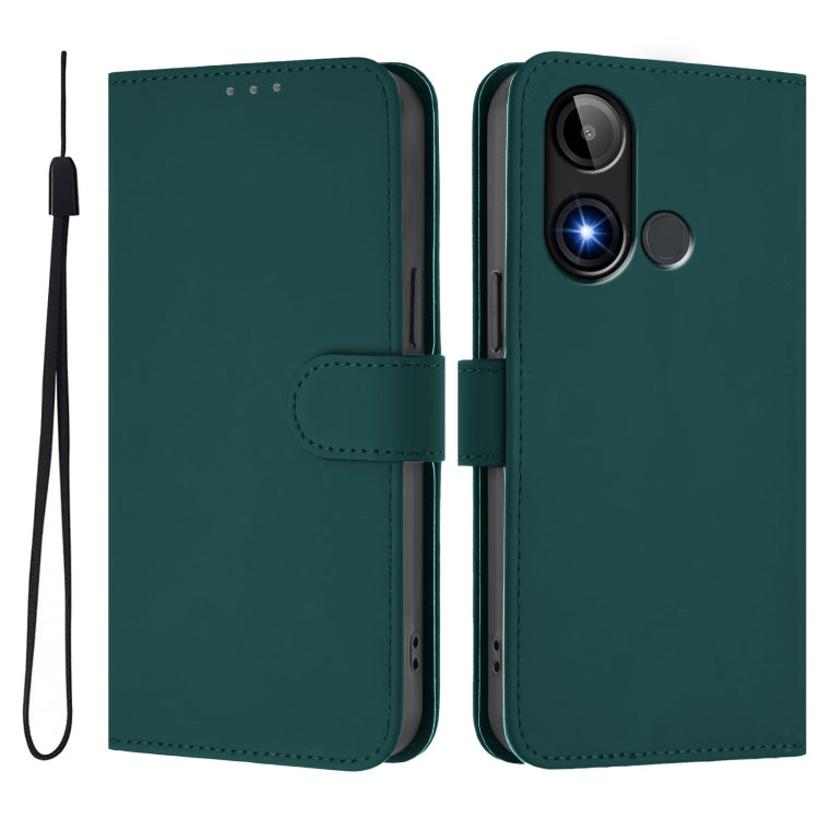 For BLU C9 Skin Feel Solid Color Leather Phone Case with Lanyard