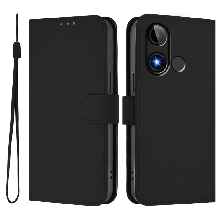 For BLU C9 Skin Feel Solid Color Leather Phone Case with Lanyard