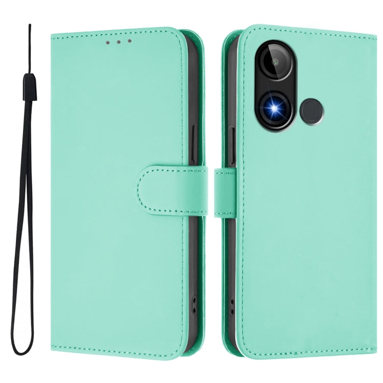 For BLU C9 Skin Feel Solid Color Leather Phone Case with Lanyard