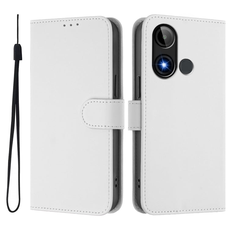For BLU C9 Skin Feel Solid Color Leather Phone Case with Lanyard