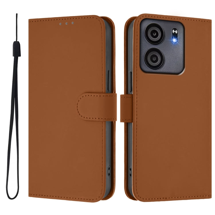For BLU View 5 Skin Feel Solid Color Leather Phone Case with Lanyard