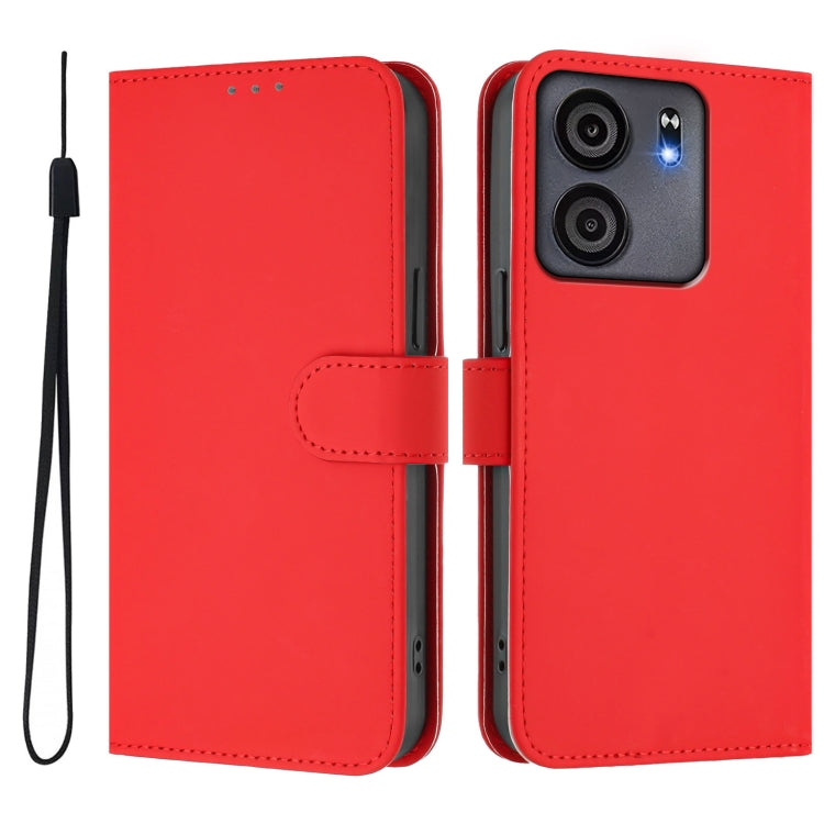 For BLU View 5 Skin Feel Solid Color Leather Phone Case with Lanyard