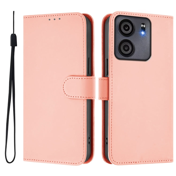 For BLU View 5 Skin Feel Solid Color Leather Phone Case with Lanyard