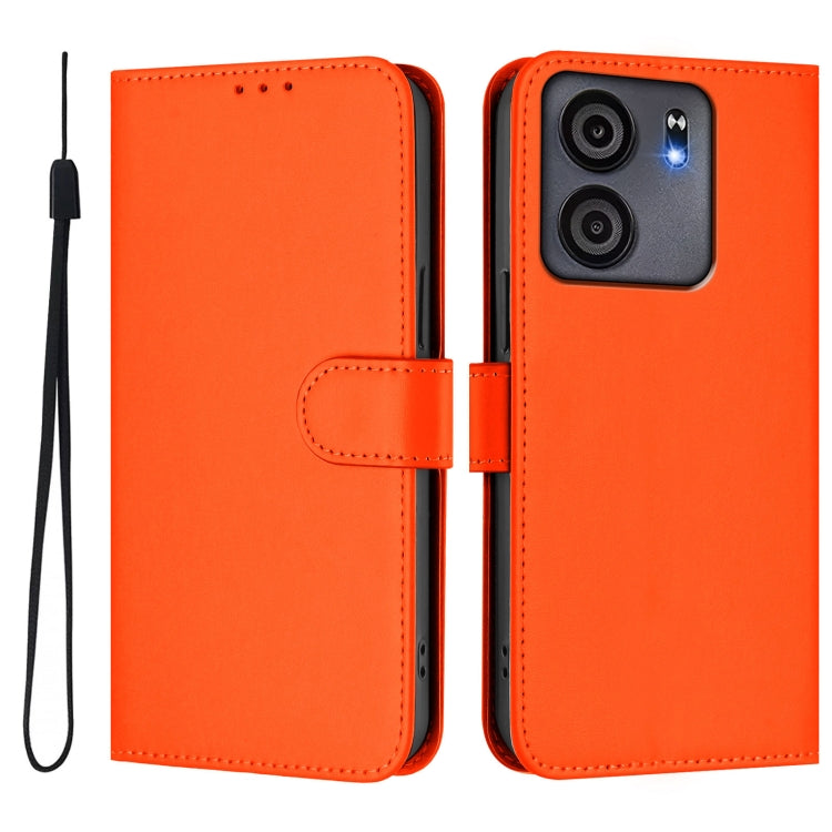 For BLU View 5 Skin Feel Solid Color Leather Phone Case with Lanyard