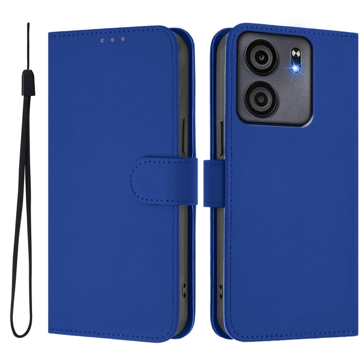 For BLU View 5 Skin Feel Solid Color Leather Phone Case with Lanyard