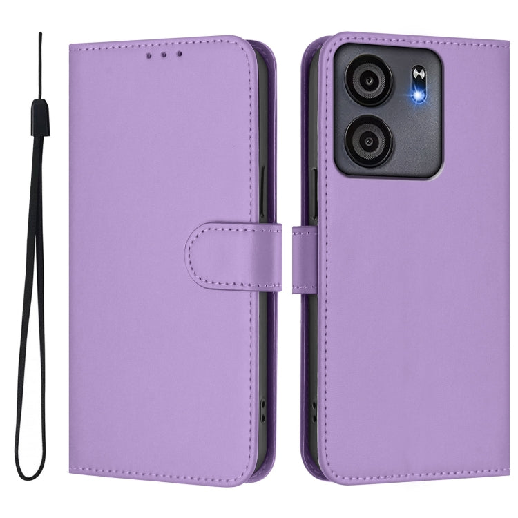 For BLU View 5 Skin Feel Solid Color Leather Phone Case with Lanyard