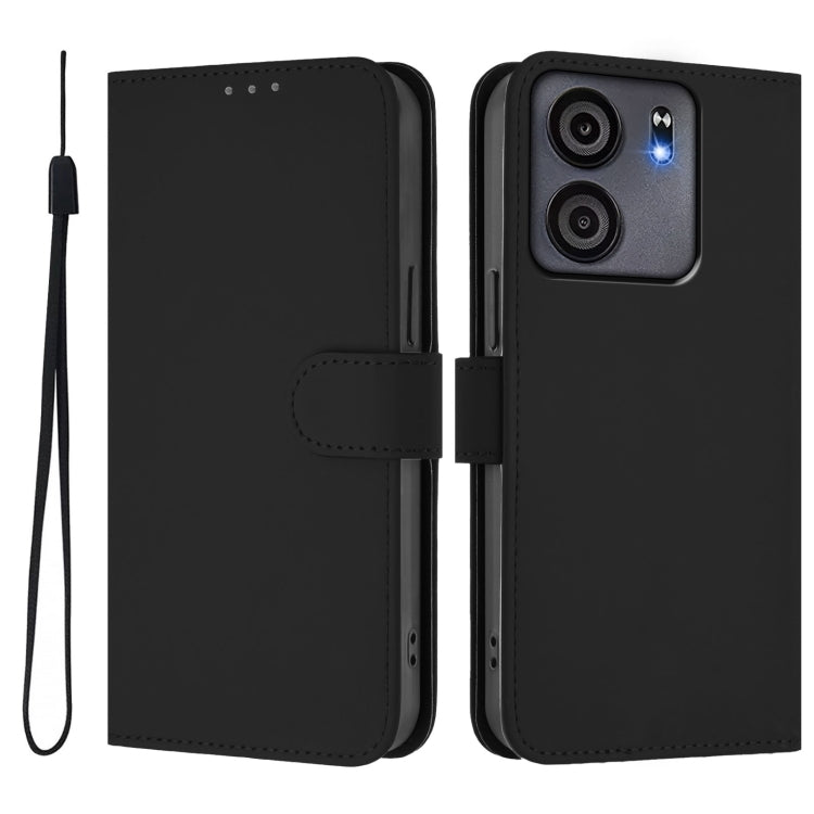 For BLU View 5 Skin Feel Solid Color Leather Phone Case with Lanyard
