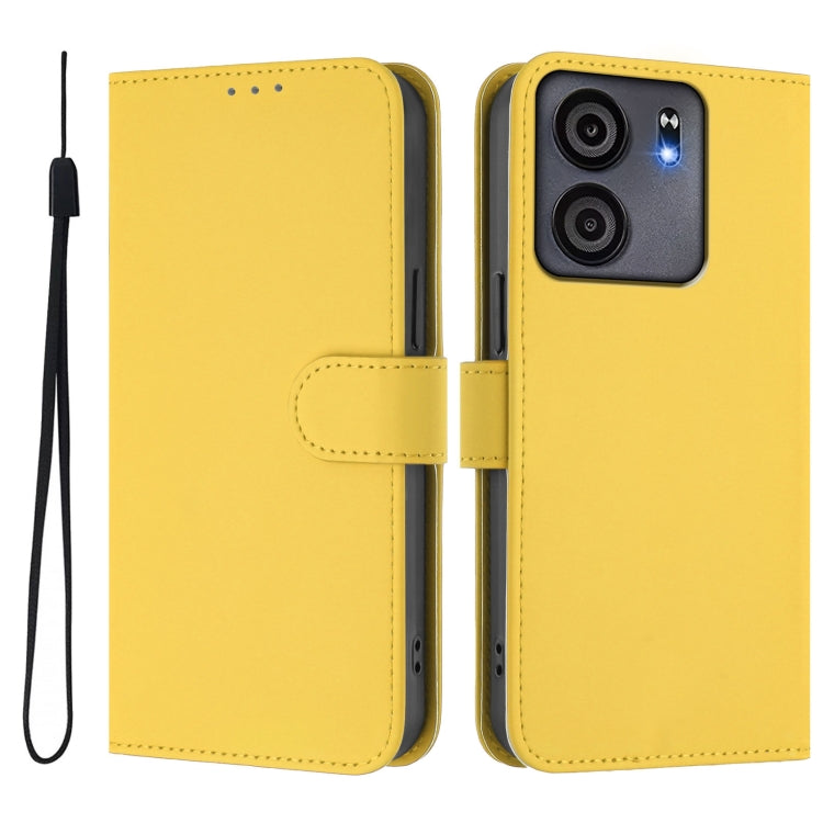 For BLU View 5 Skin Feel Solid Color Leather Phone Case with Lanyard
