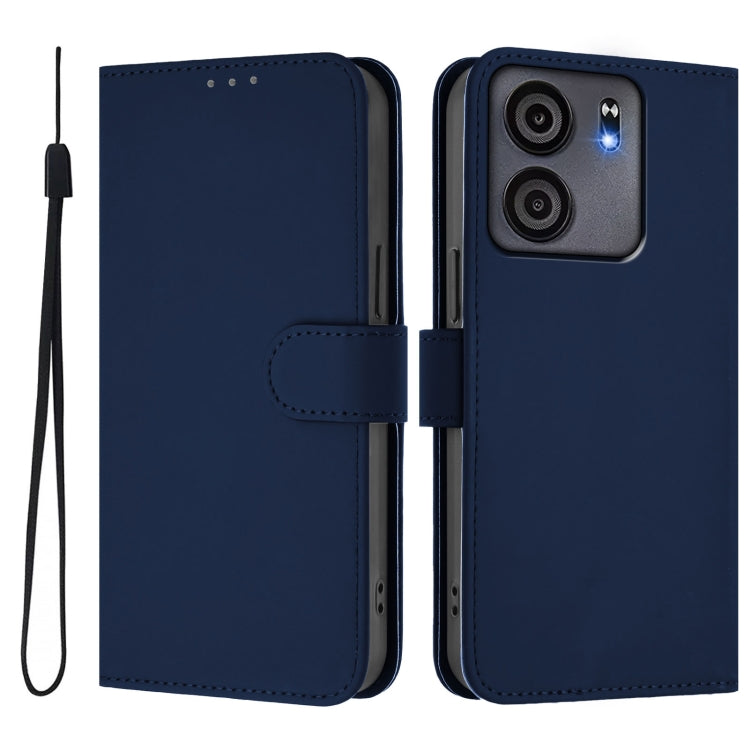 For BLU View 5 Skin Feel Solid Color Leather Phone Case with Lanyard