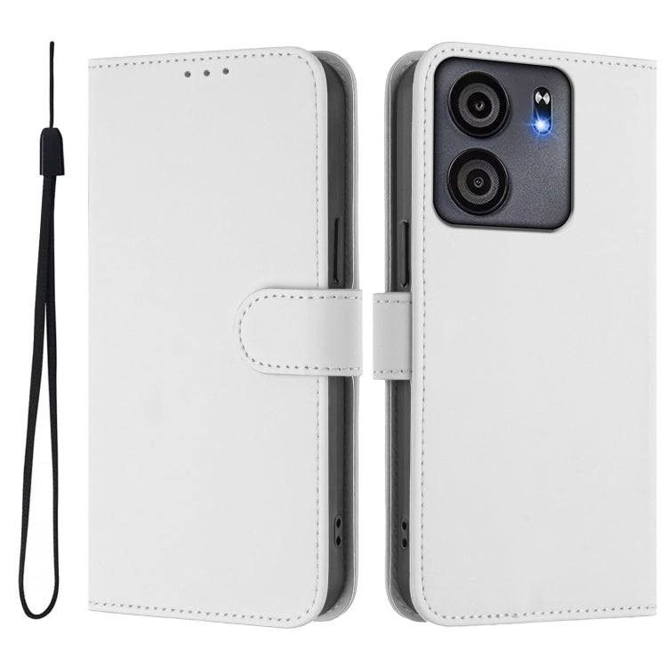 For BLU View 5 Skin Feel Solid Color Leather Phone Case with Lanyard