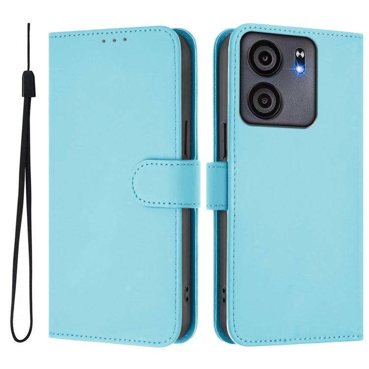 For BLU View 5 Skin Feel Solid Color Leather Phone Case with Lanyard