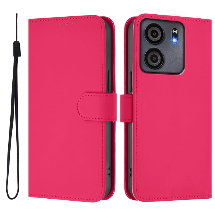 For BLU View 5 Skin Feel Solid Color Leather Phone Case with Lanyard